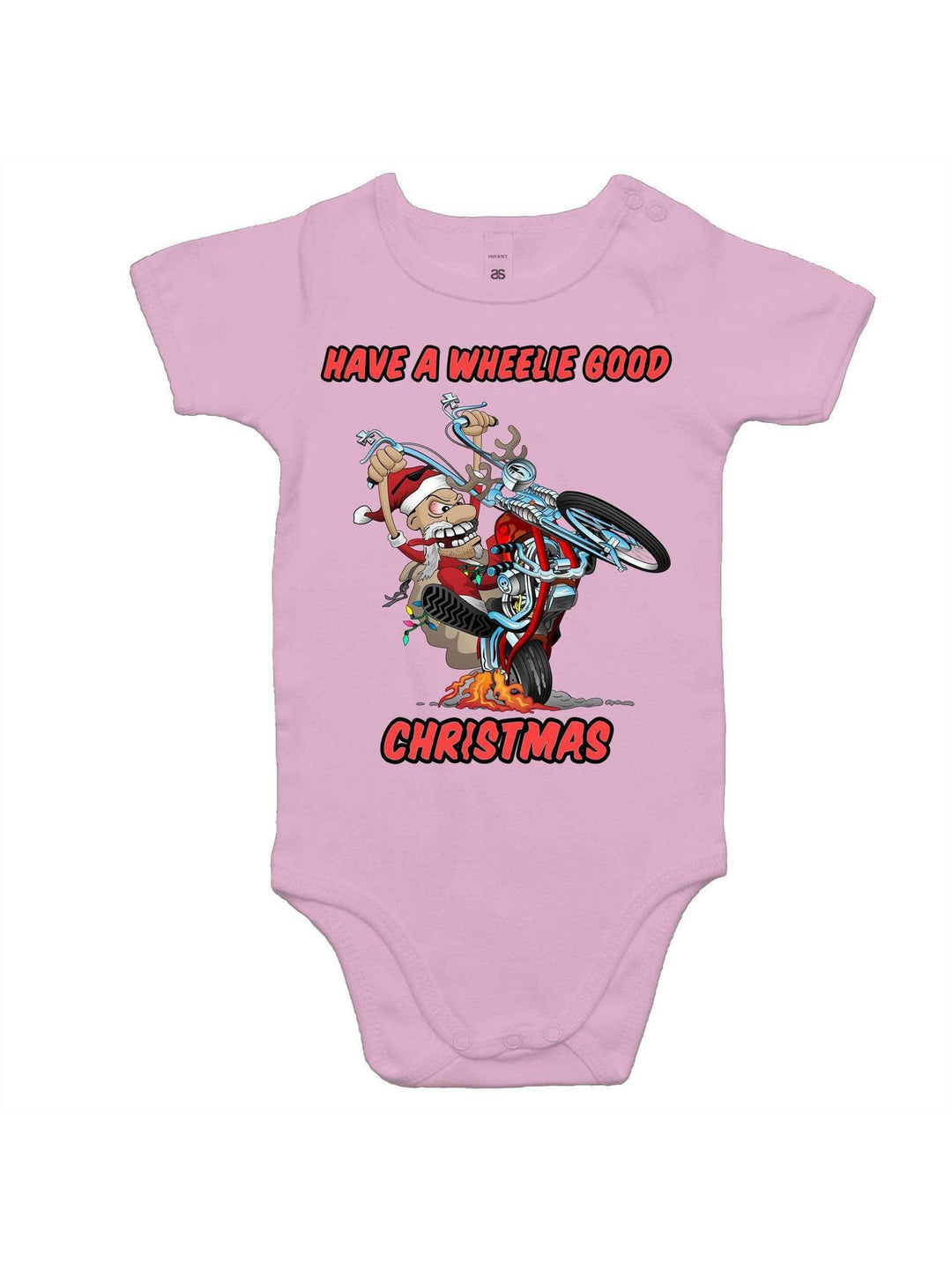 Have a wheelie good christmas baby onesie romper – have babies for kids Australia – front view