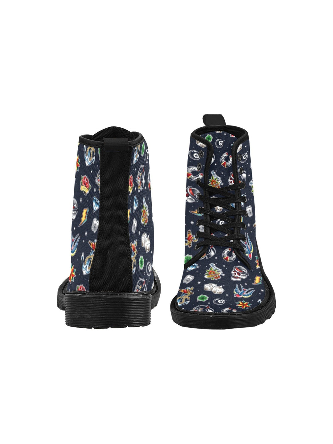 Old School Tattoo Women's Lace Up Canvas Boots