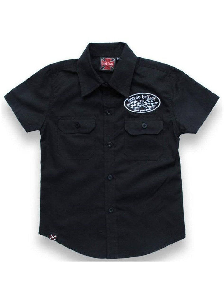 Hotrod hellcat speedshop kids workshirt – hotrod for kids Australia – back view