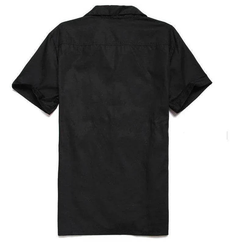 Tattoo flash bowling shirt men's retro rockabilly – retro mens button ups for men Australia – front view