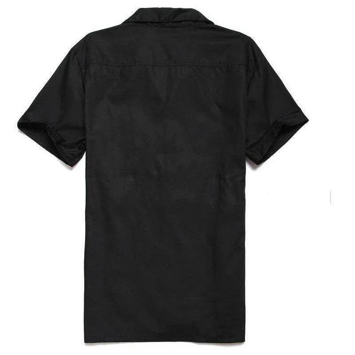 Tattoo flash bowling shirt men's retro rockabilly – retro mens button ups for men Australia – front view
