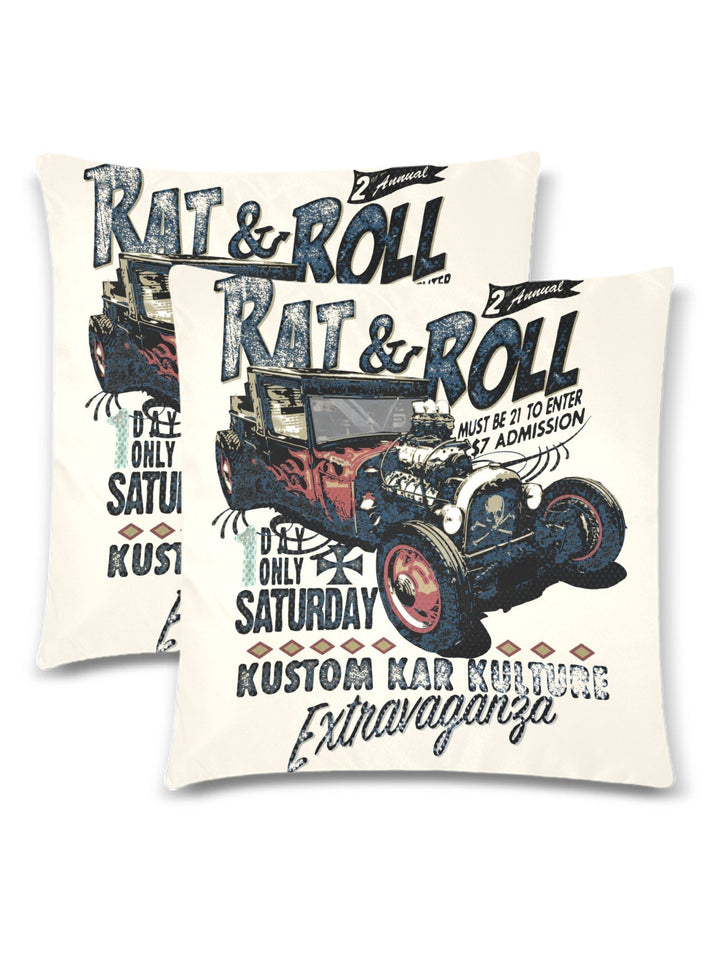 Rat & Roll Throw Pillow Cover 18"x 18" (Twin Sides) (Set of 2)