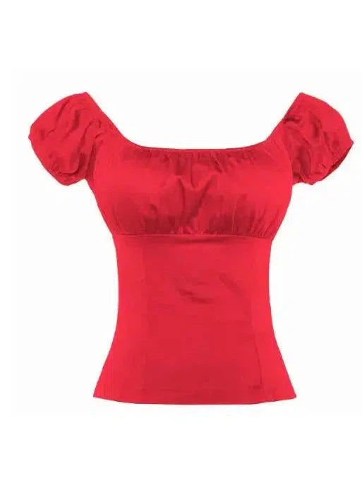 Red Peasant Style Top
