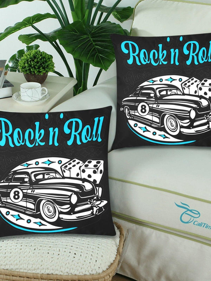 Rock n Roll Throw Pillow Cover 18"x 18" (Twin Sides) (Set of 2)