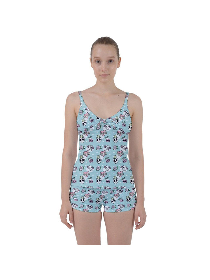 Stay Weird Tie Front Two Piece Tankini
