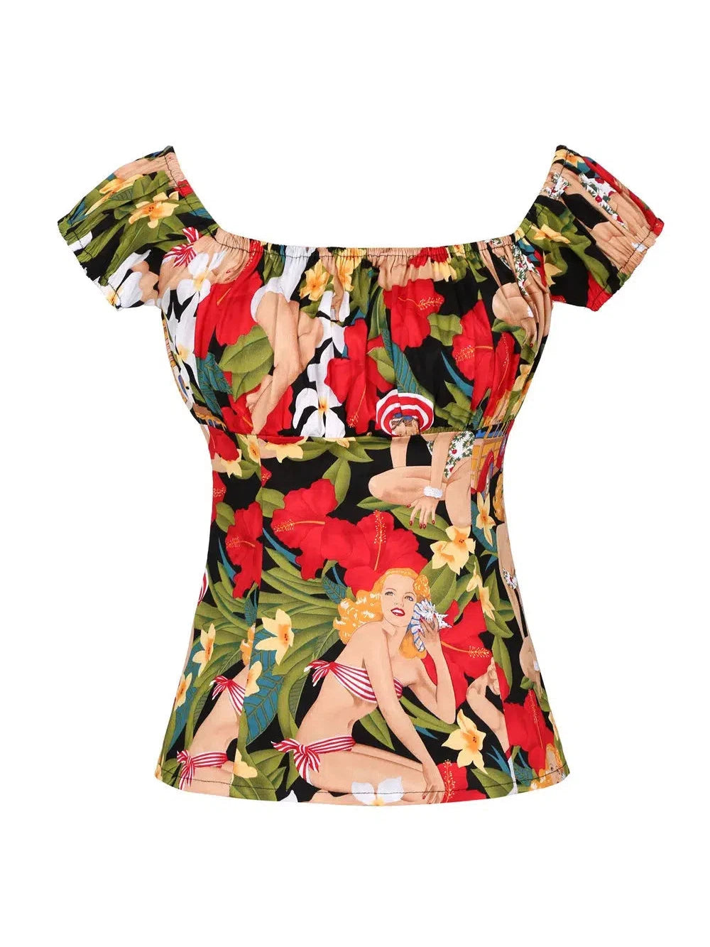 Tropical Pinups Peasant Style Top