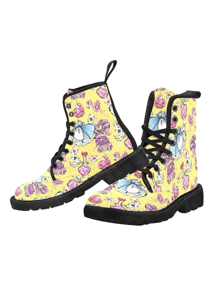 Alice In Wonderland Women's Lace Up Canvas Boots