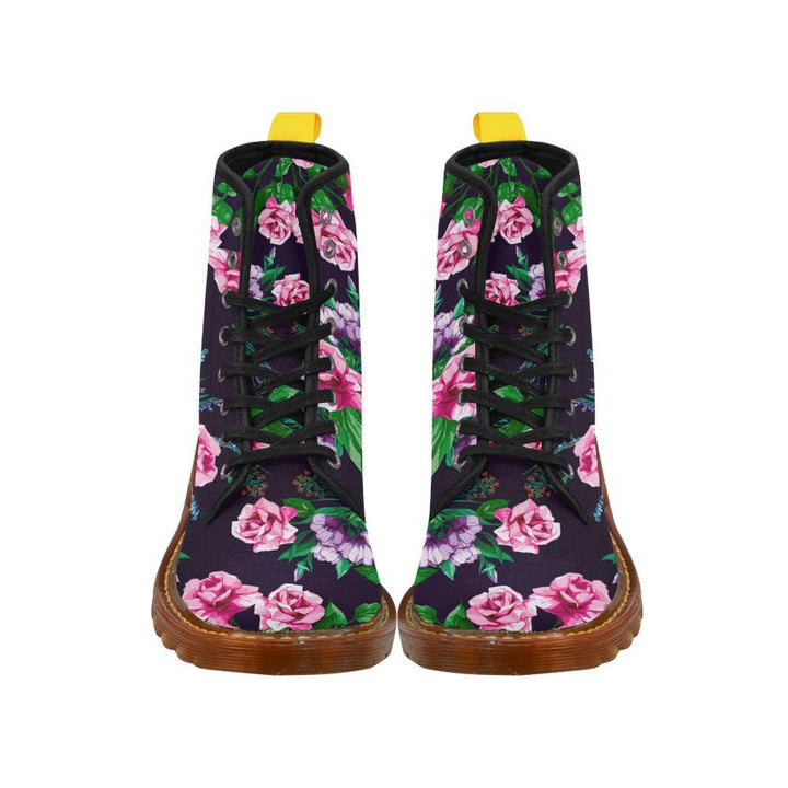 Antique Roses Women's Lace Up Combat Boots