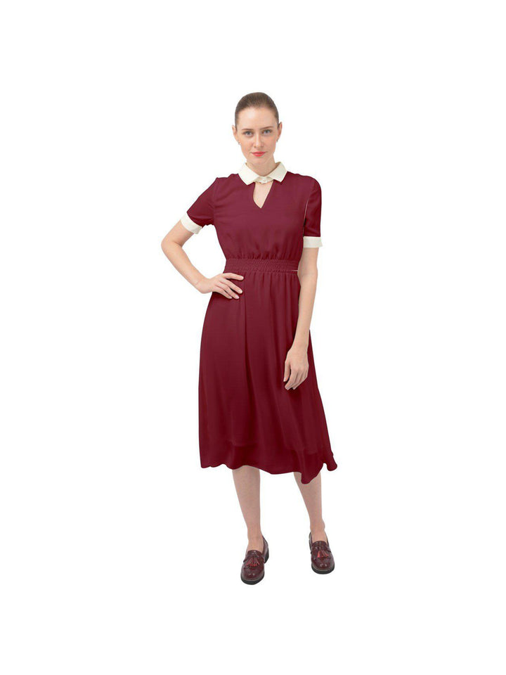 AVA 1940s Vintage KEYHOLE NECKLINE DRESS BURGUNDY