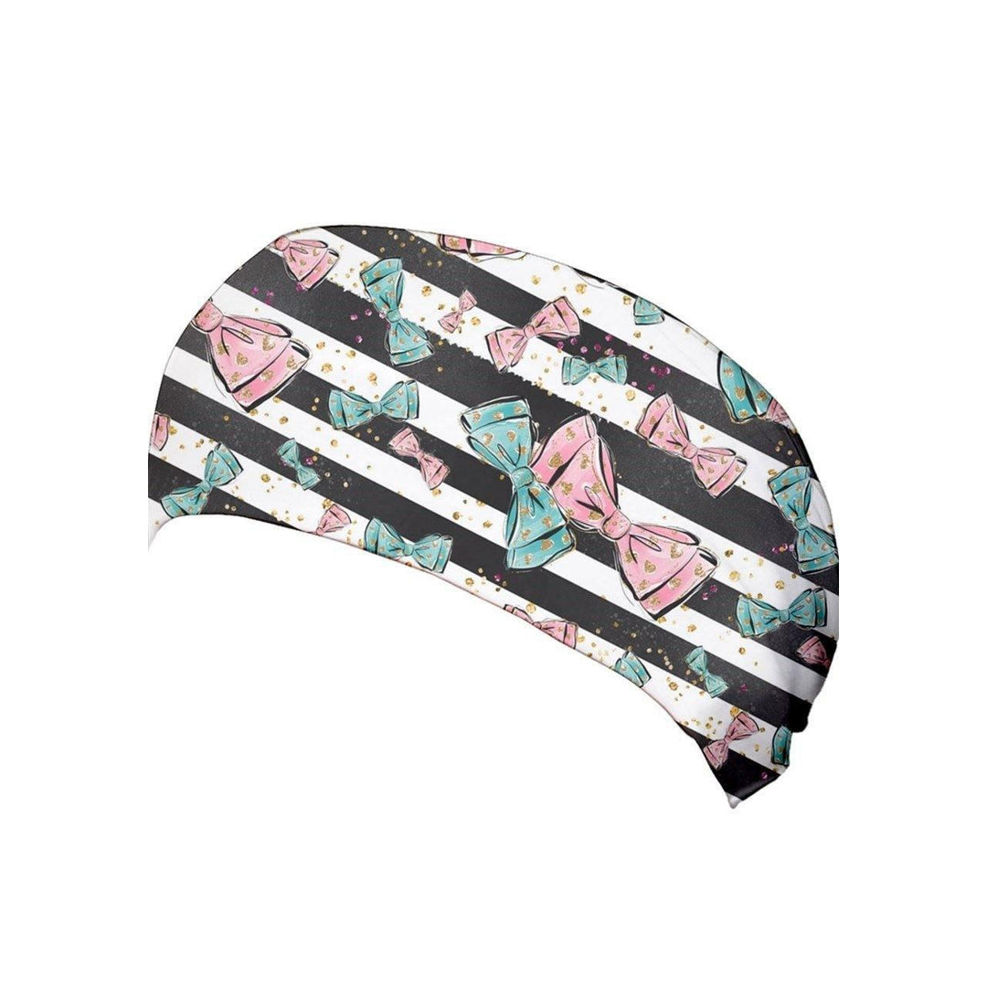 BOWS AND STRIPES WIDE STRETCHY HEADBAND