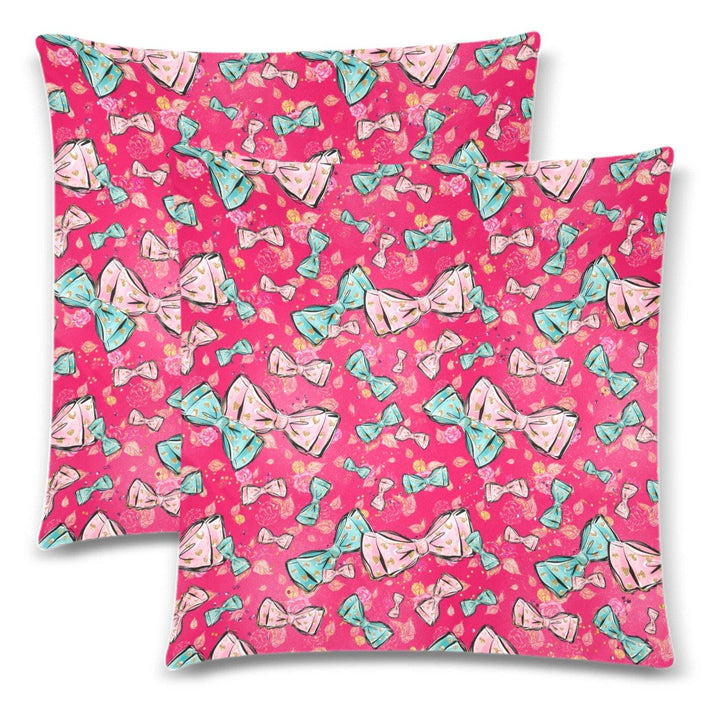 Bows Throw Pillow Cover 18"x 18" (Twin Sides) (Set of 2)