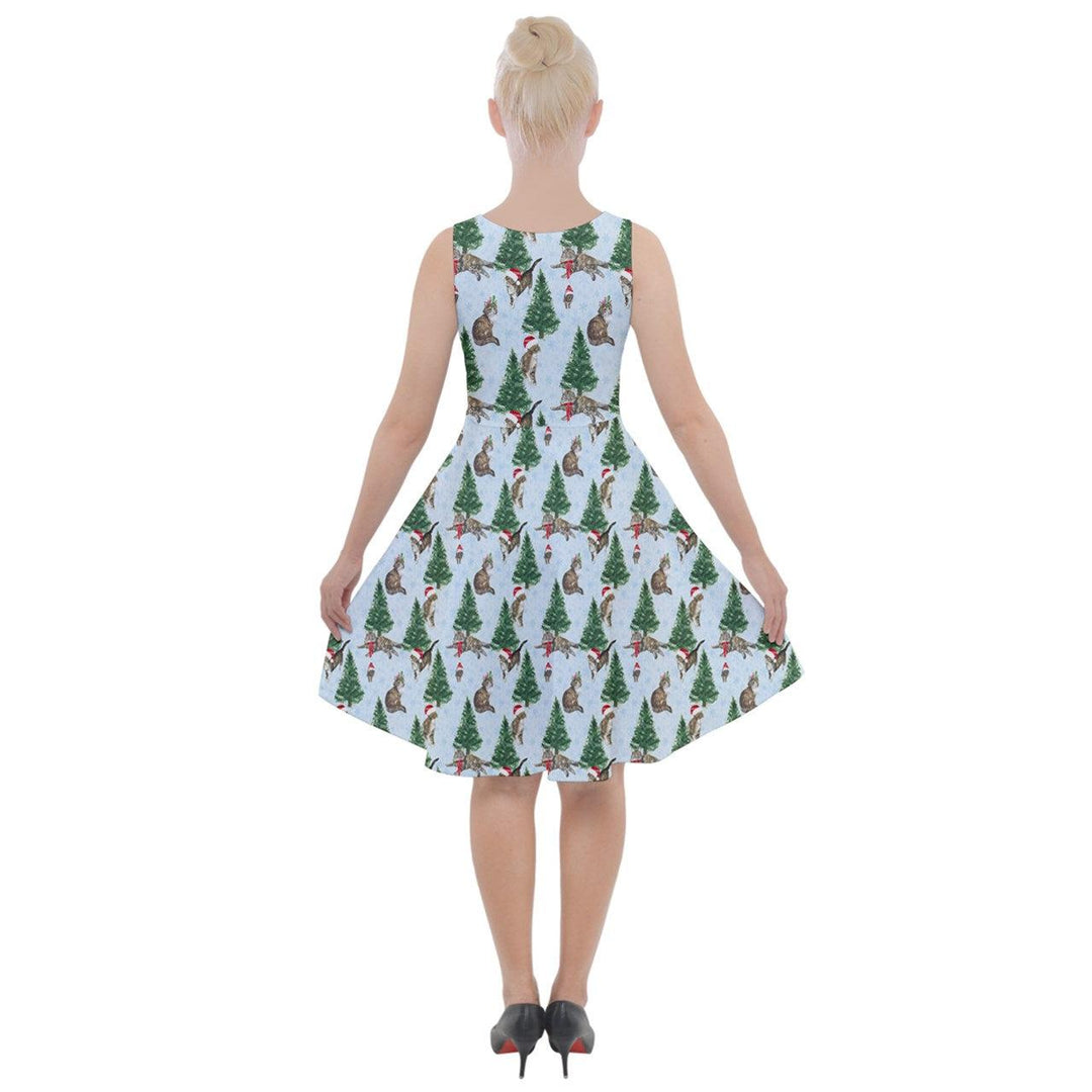 Christmas Cats Knee Length Skater Dress With Pockets
