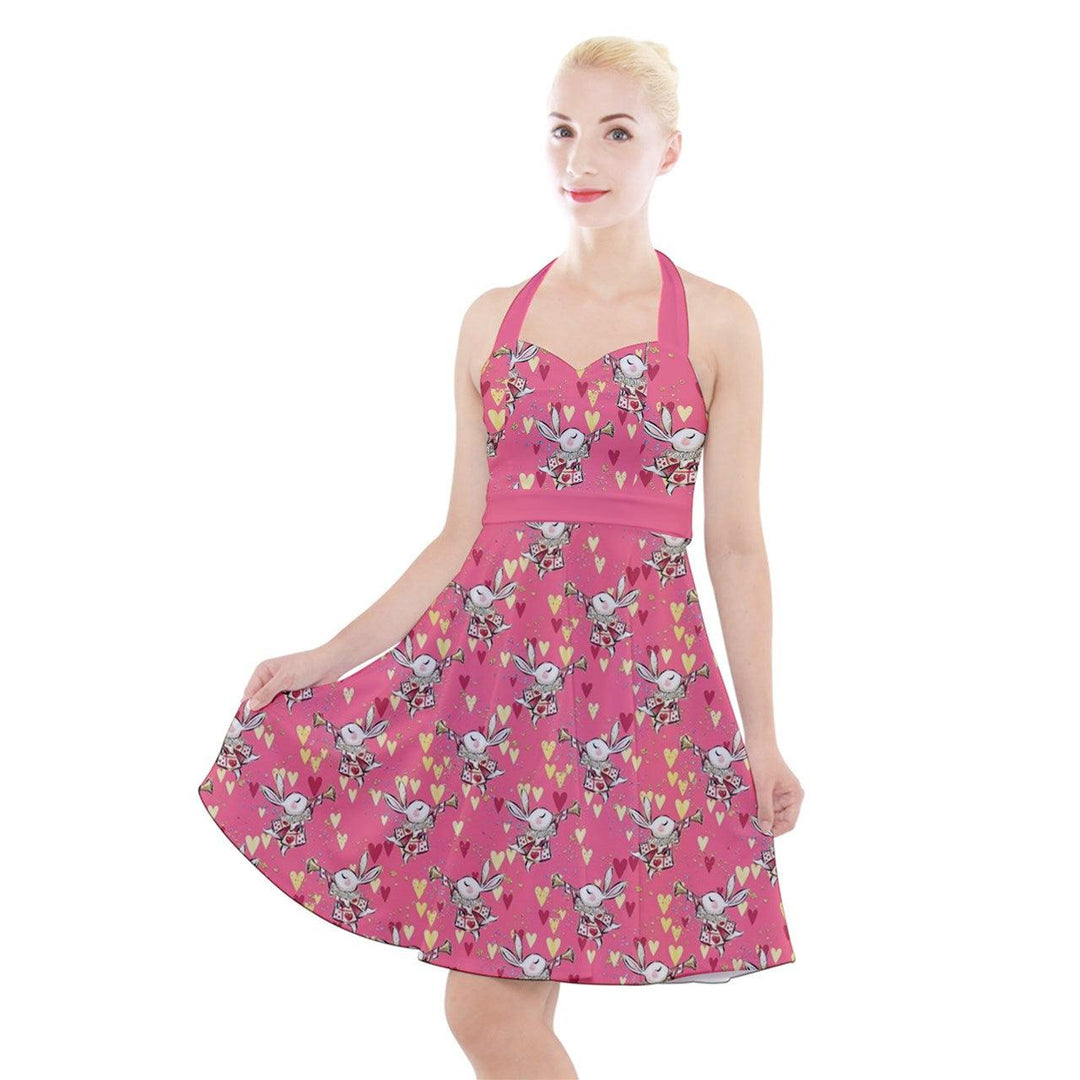 Down the Rabbit Hole Halter Party Swing Dress