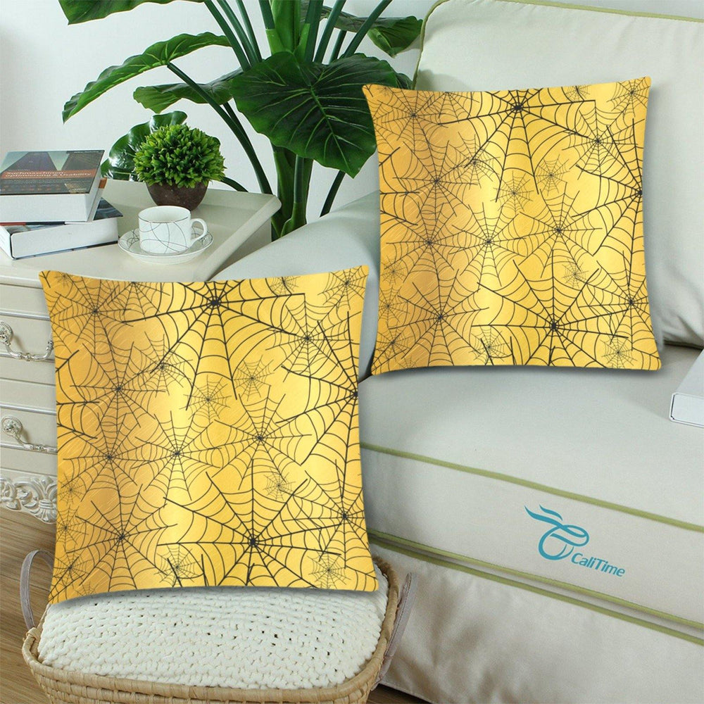 Golden Orbs Throw Pillow Cover 18"x 18" (Twin Sides) (Set of 2)