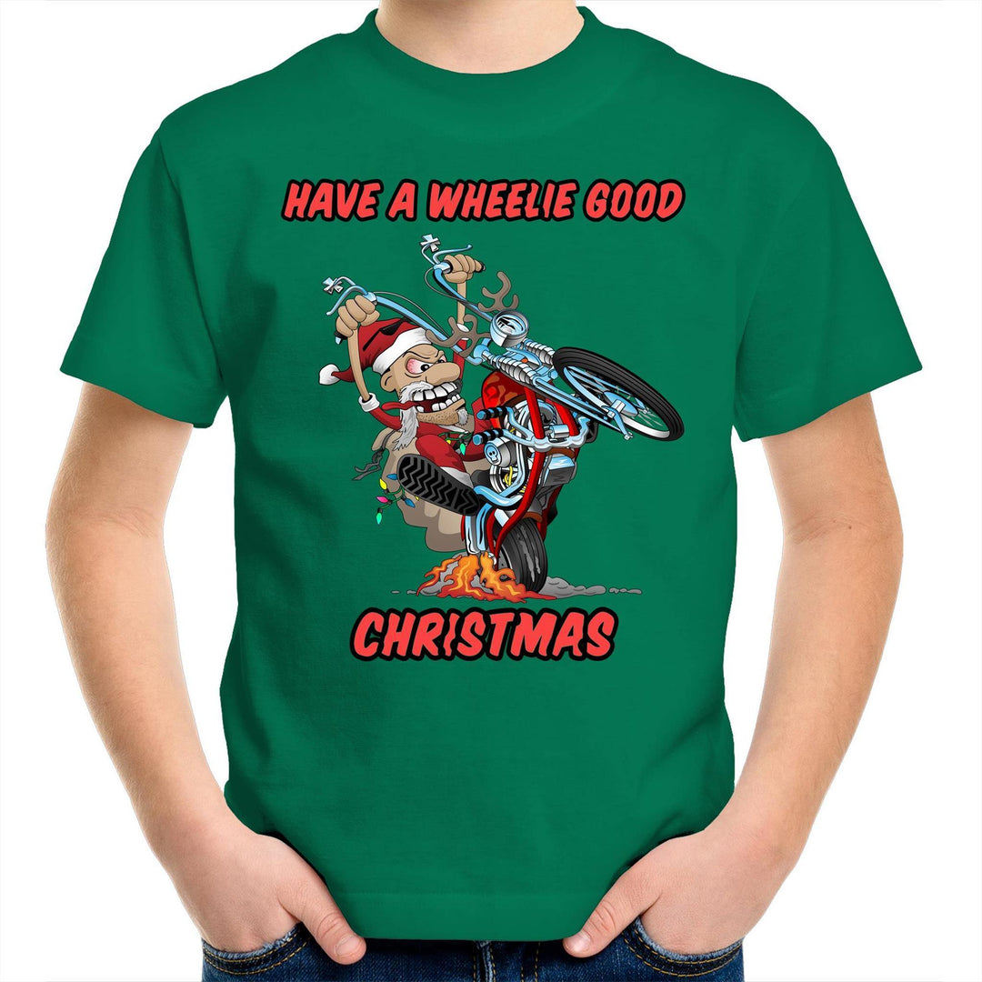 HAVE A WHEELIE GOOD CHRISTMAS - Kids Youth Crew T-Shirt 2-14