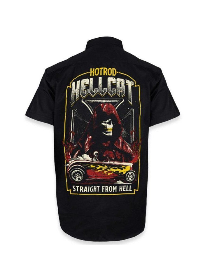 HOTROD HELLCAT BUTTON UP WORK SHIRT Straight From Hell