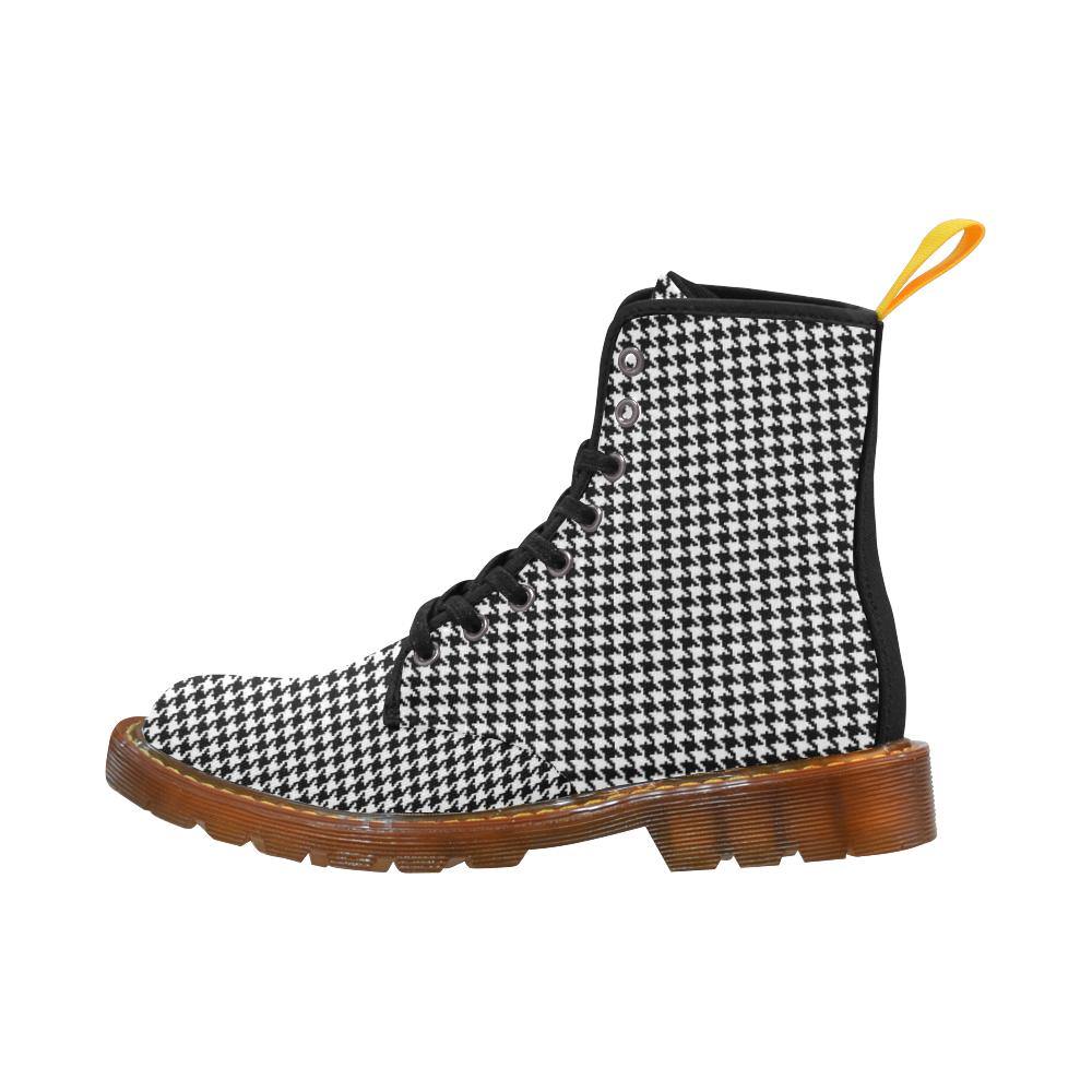 Houndstooth Check Women's Lace Up Combat Boots