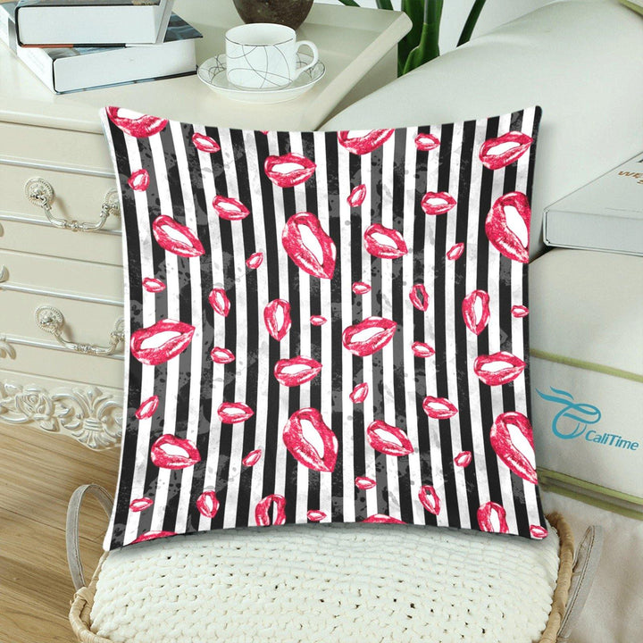 LUCKY LIPS Throw Pillow Cover 18"x 18" (Twin Sides) (Set of 2)