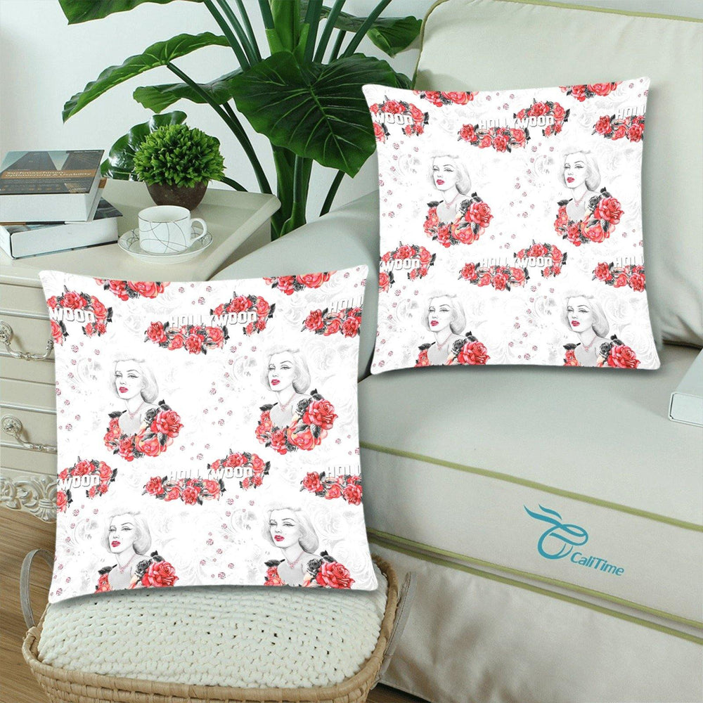MARILYN (WHITE) Throw Pillow Cover 18"x 18" (Twin Sides) (Set of 2)
