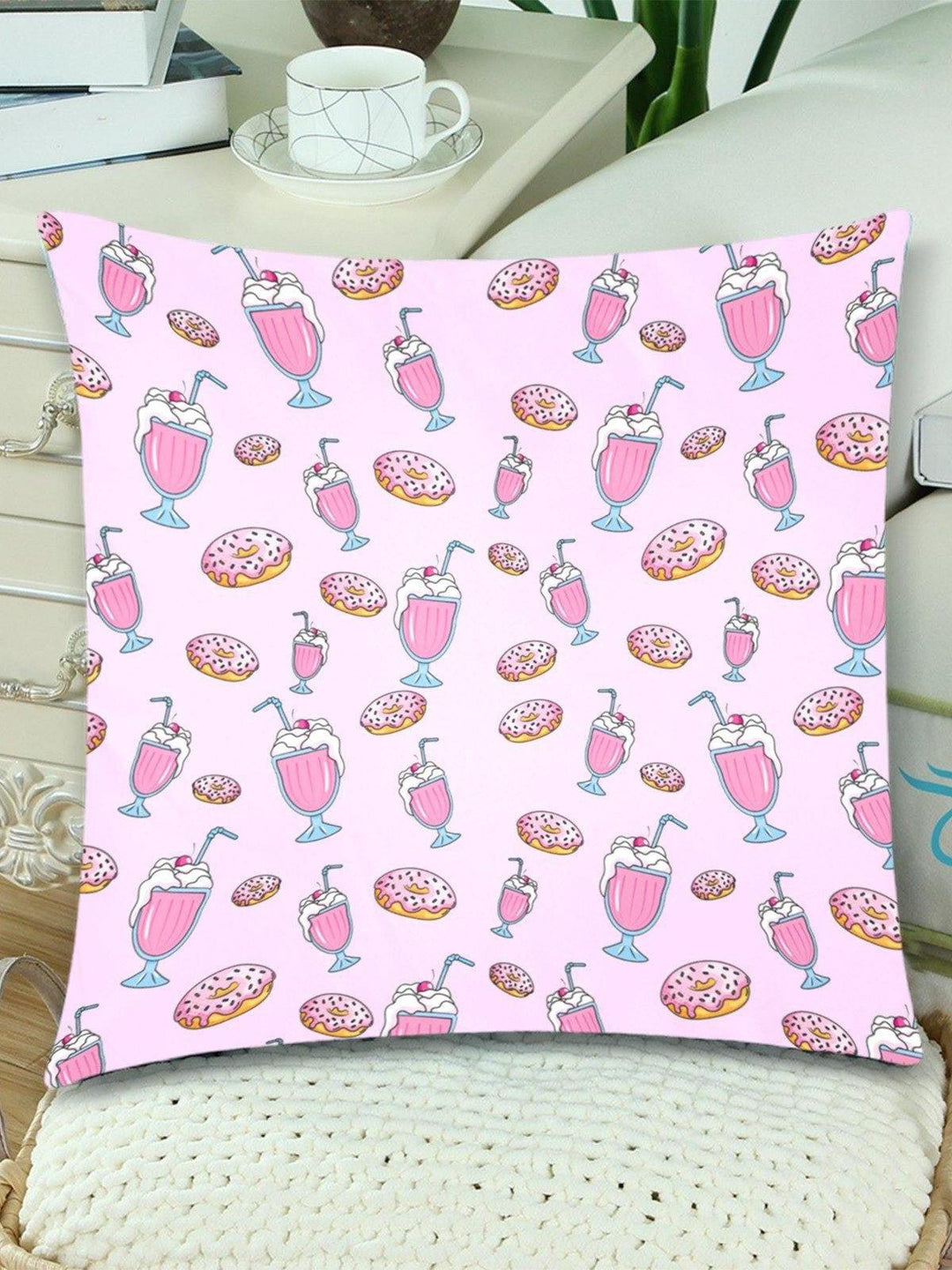 PINK MILKSHAKES Throw Pillow Cover 18"x 18" (Twin Sides) (Set of 2)