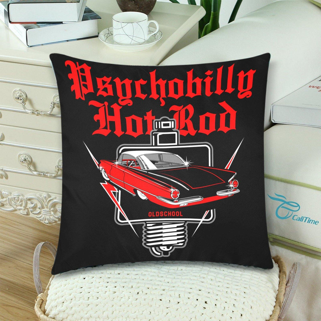 Psychobilly Hotrod Throw Pillow Cover 18"x 18" (Twin Sides) (Set of 2)