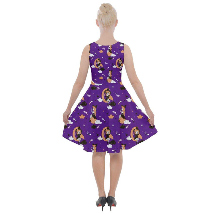 Purple Pinup Witch Skater Dress