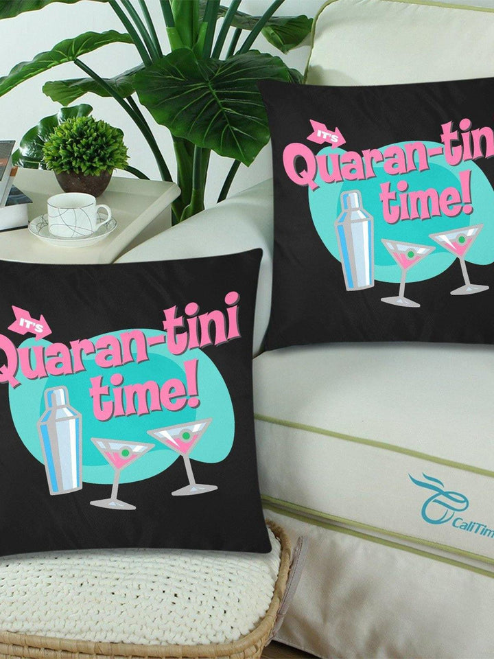 QUARANTINI TIME Throw Pillow Cover 18"x 18" (Twin Sides) (Set of 2)