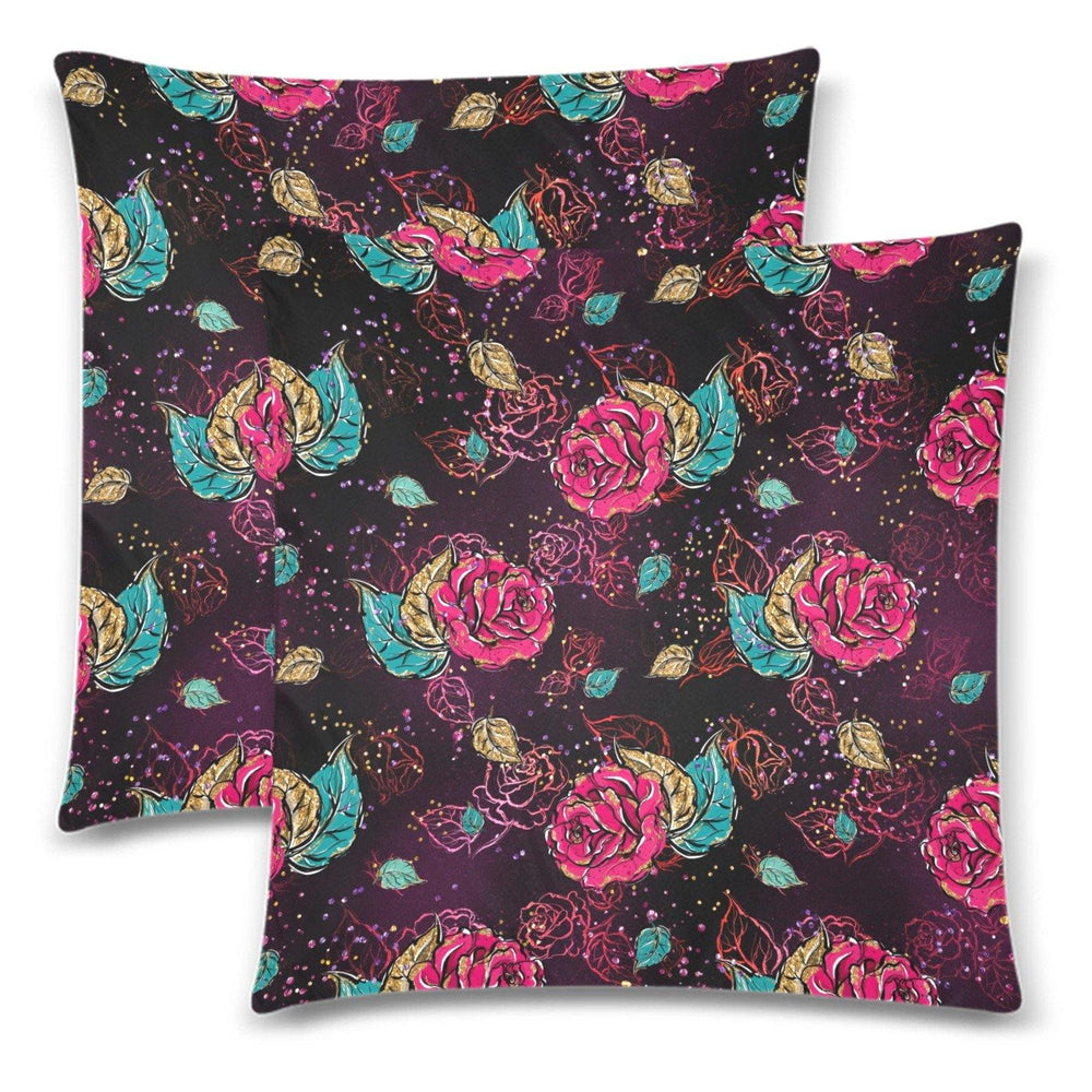 Rose Garden Throw Pillow Cover 18"x 18" (Twin Sides) (Set of 2)