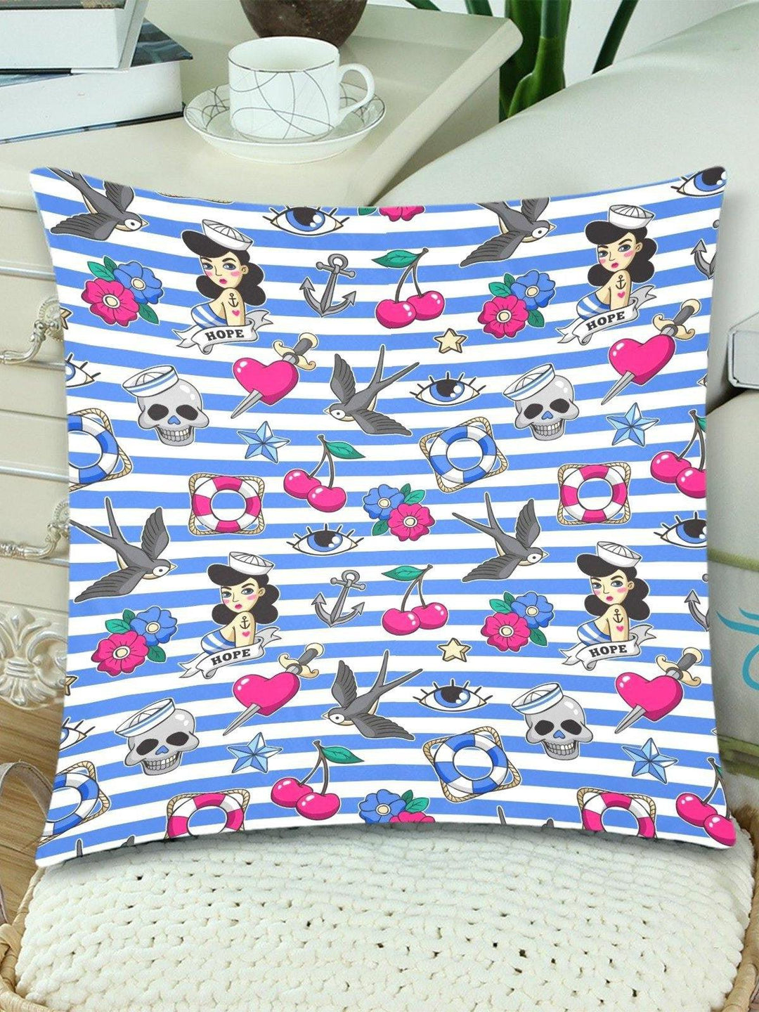 Sailor Gal Throw Pillow Cover 18"x 18" (Twin Sides) (Set of 2)
