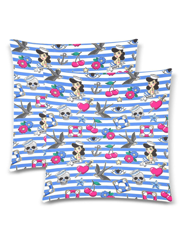 Sailor Gal Throw Pillow Cover 18"x 18" (Twin Sides) (Set of 2)