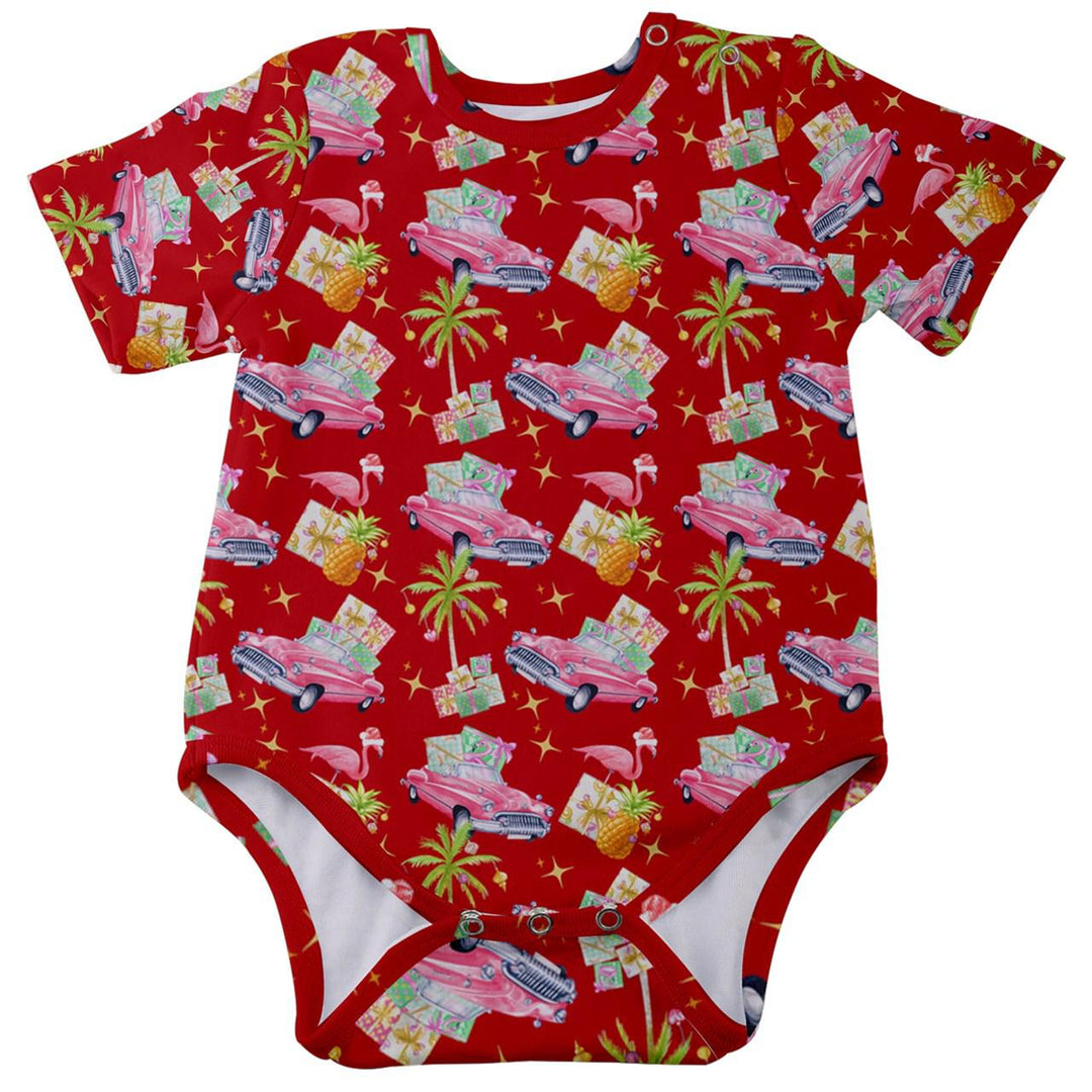 Tropical Christmas Baby Short Sleeve Onesie Bodysuit